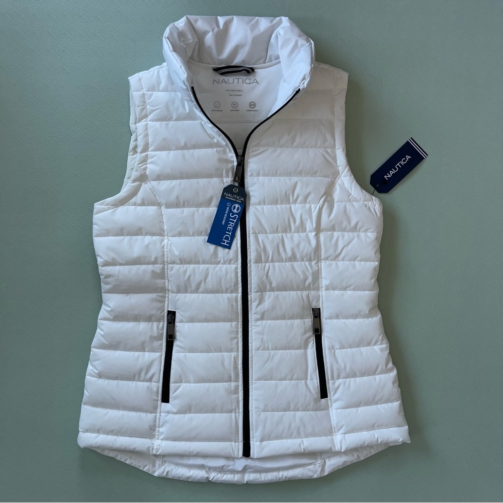 NWT Nautica White Quilted Performance Vest Sz S